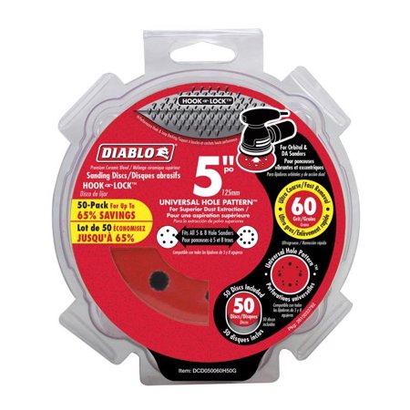 Diablo 5 In. Ceramic Blend Hook And Lock Sanding Disc 60 Grit Ultra Coarse 50 Pk