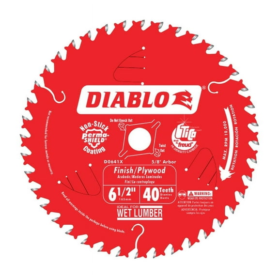 Diablo 6-1/2 in. Dia. x 5/8 in. Carbide Tip Finishing Saw Blade 40 teeth 1 pc.