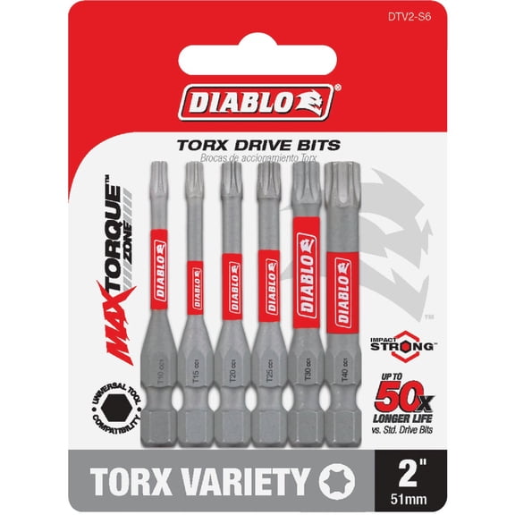 Diablo 6-Piece Torx Impact Screwdriver Bit Set - Pack of 4
