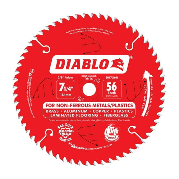 Diablo 7-1/4 in. Dia. x 5/8 in. Carbide Tip Titanium Circular Saw Blade 56 teeth 1 pc.