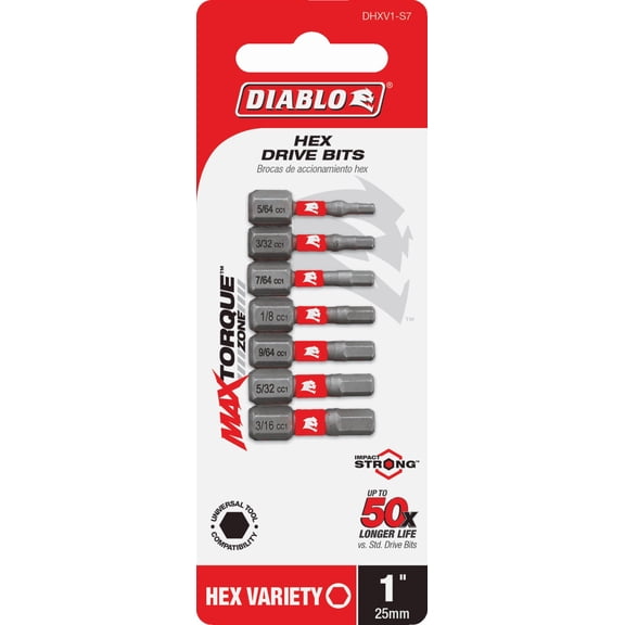 Diablo 7-Piece Assorted Impact Screwdriver Bit Set - Single Pack  Heavy-Duty Construction, Professional Use