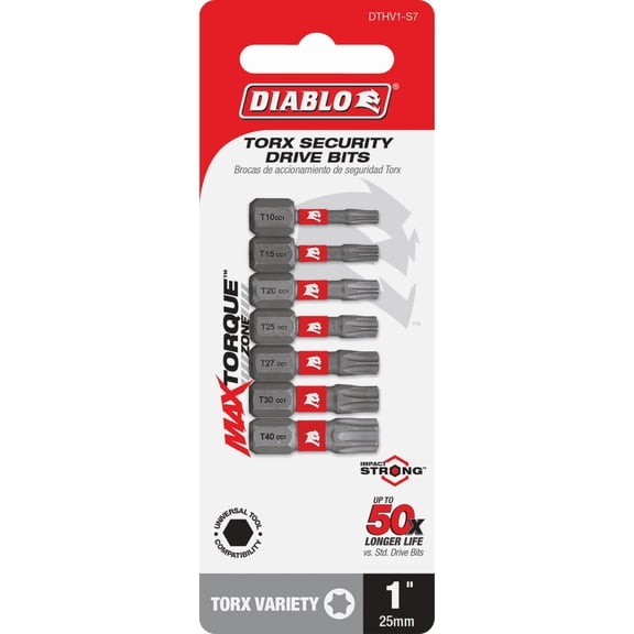 Diablo 7-Piece Torx Impact Screwdriver Bit Set - Pack of 12  Heavy-Duty Construction, Professional Use