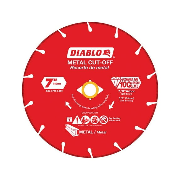 Diablo 7 in. Dia. x 7/8 in. Diamond Metal Cut-Off Wheel 1 pk