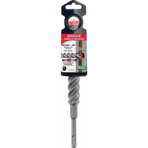 Diablo Rebar Demon SDS-Plus Full Carbide Rotary Hammer Drill Bit - Pack of 4 Heavy-Duty Construction, Professional Use