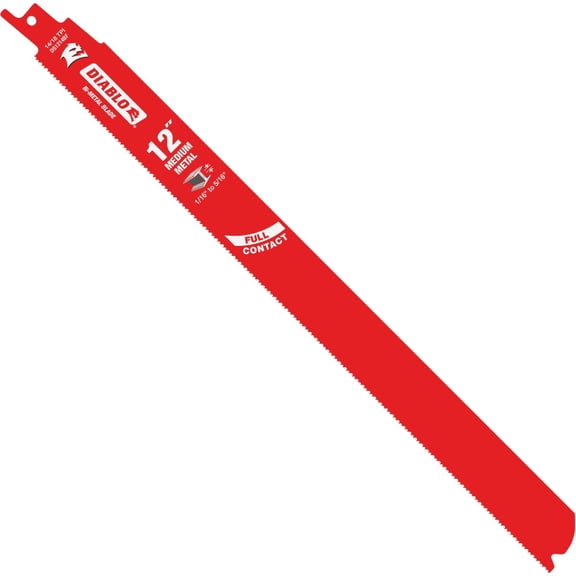 Diablo Bi-Metal Reciprocating Blades with Perma-Shield Coating for Medium Metal - 12" Length, Dual Tooth Design, 14/18 TPI, 25-Pack - DS1214BF25