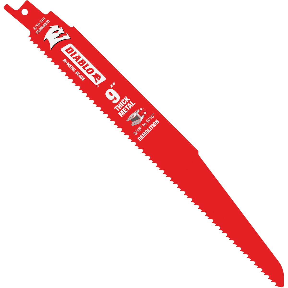 Diablo Bi-Metal Reciprocating Saw Blade for Thick Metal - 9" Length, Dual Tooth, 8/10 TPI, 5-Pack - DS0908BFD5