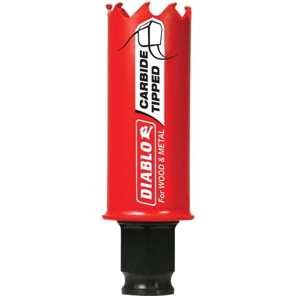 Diablo Carbide Teeth Hole Saw for Wood and Metal - Fits with Snap-Lock Plus Mandrel System, Tool-Free Plug Ejection - 1-1/16" Diameter, 2-3/8" Length - DHS1063CT