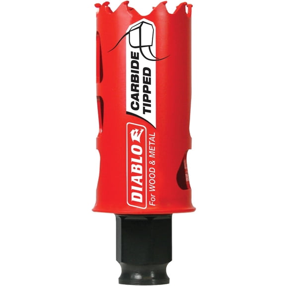 Diablo Carbide Teeth Hole Saw for Wood and Metal - Fits with Snap-Lock Plus Mandrel System, Tool-Free Plug Ejection - 1-1/4" Diameter, 2-3/8" Length - DHS1250CT