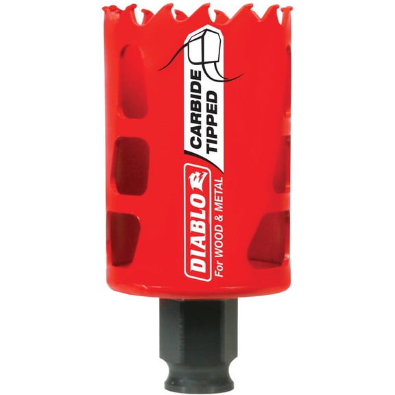 Diablo Carbide Teeth Hole Saw for Wood and Metal - Fits with Snap-Lock Plus Mandrel System, Tool-Free Plug Ejection - 1-3/4" Diameter, 2-3/8" Length - DHS1750CT