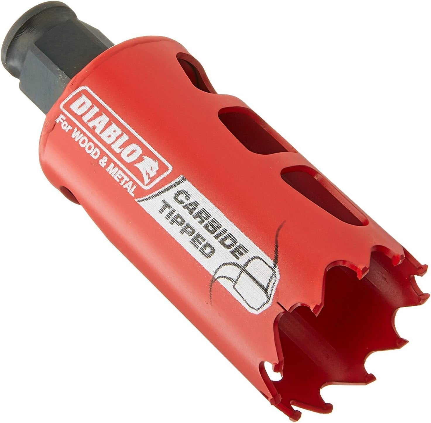 Diablo Carbide Teeth Hole Saw for Wood and Metal - Fits with Snap - Lock Plus Mandrel System, Tool-Free Plug Ejection - 1-3/8" Diameter, 2-3/8" Length - DHS1375CT