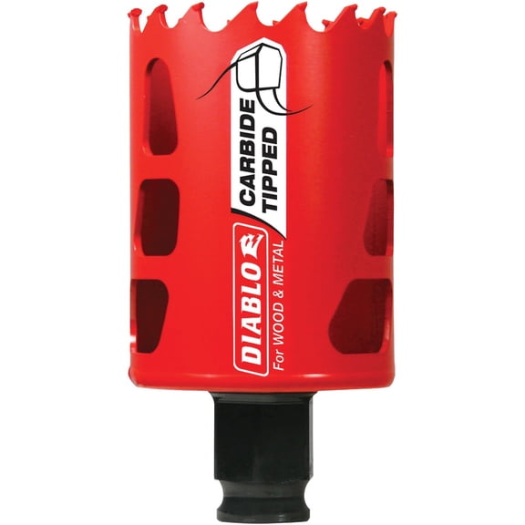Diablo Carbide Teeth Hole Saw for Wood and Metal - Fits with Snap-Lock Plus Mandrel System, Tool-Free Plug Ejection - 1-7/8" Diameter, 2-3/8" Length - DHS1875CT