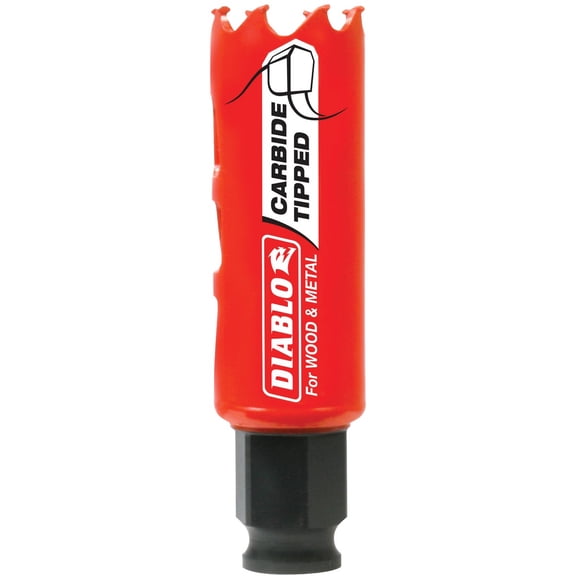 Diablo Carbide Teeth Hole Saw for Wood and Metal - Fits with Snap-Lock Plus Mandrel System, Tool-Free Plug Ejection - 1" Diameter, 2-3/8" Length - DHS1000CT