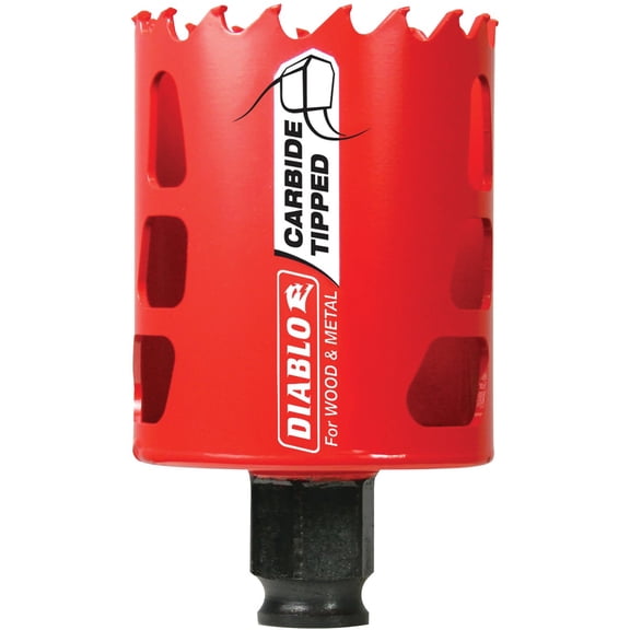 Diablo Carbide Teeth Hole Saw for Wood and Metal - Fits with Snap - Lock Plus Mandrel System, Tool-Free Plug Ejection - 2-1/8" Diameter, 2-3/8" Length - DHS2125CT