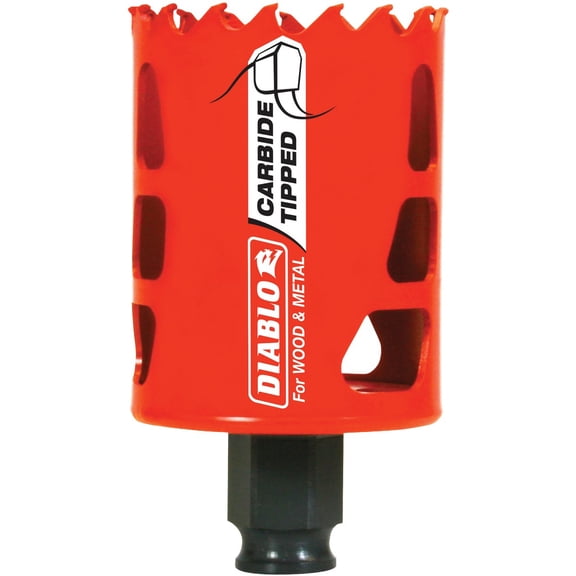 Diablo Carbide Teeth Hole Saw for Wood and Metal - Fits with Snap-Lock Plus Mandrel System, Tool-Free Plug Ejection - 2" Diameter, 2-3/8" Length - DHS2000CT