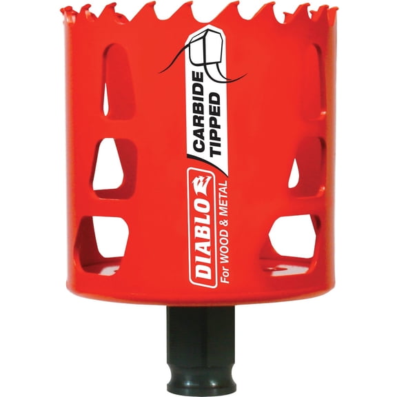 Diablo Carbide Teeth Hole Saw for Wood and Metal - Diablo Mandrel Shank - 2-1/2" Diameter, 2-3/8" Length - DHS2500CT