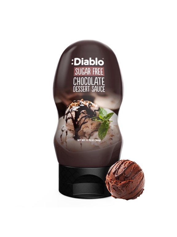 Sugar Free Chocolate Syrup, Dessert Sauce & Ice Cream Topping for Coffee, Mocha & Milk, Vegan, Gluten Free, 12.7 oz