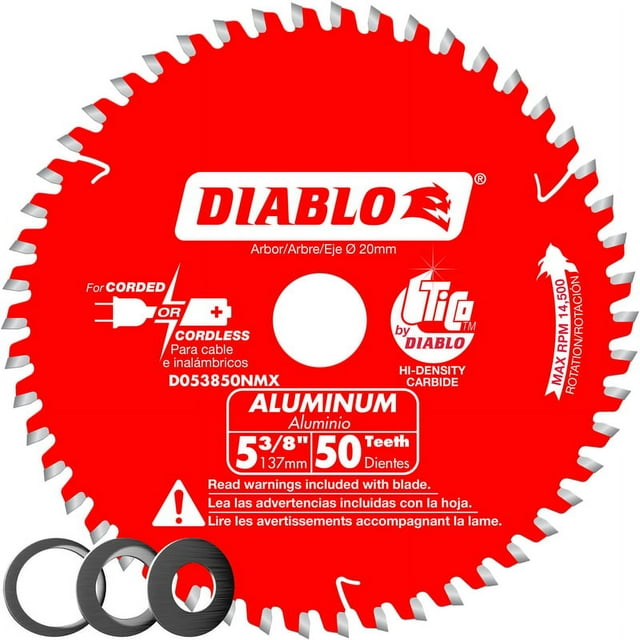 Diablo D053850NMX Circular Saw Blade, 5-3/8 in Dia, 20 mm Arbor, 50-Teeth, Carbide Cutting Edge