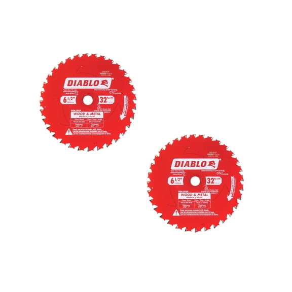 Diablo D0632GPX2 6.5" 32 Tooth Wood and Metal Carbide Saw Blade (2 Pack)