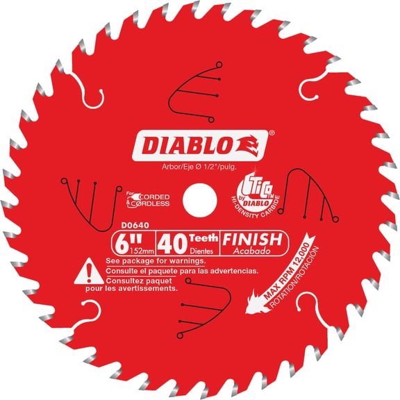 Diablo D0640X 6" x 40 Tooth Boss Trim Saw Blade 5x