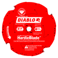 thumbnail image 1 of Diablo D0704DHA 7 1/4" 4T PCD Tip TCG Hardie Blade Fiber Cement Saw Blade, 1 of 2