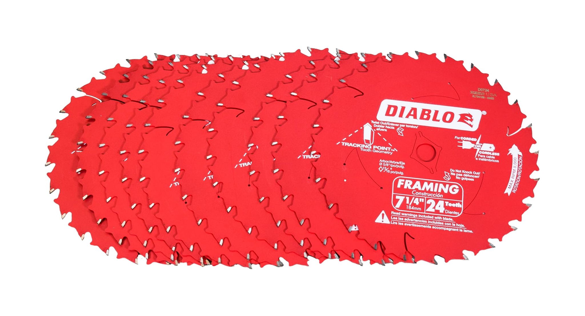 Diablo D0724A 7 1/4" 24 Tooth Circular Saw Framing Blade 10 Pack