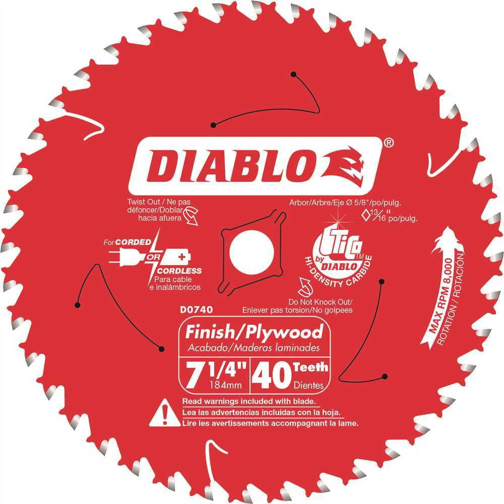 Diablo D0740R 7-1/4 in. 40-Teeth Cutting Finish Saw Blade - Walmart.com