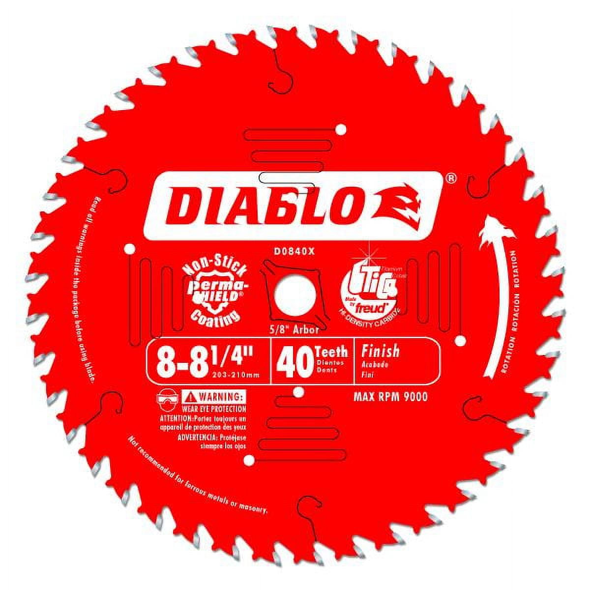 Diablo D0840X ATB Finishing Saw Blade, 8" - 8-1/4" x 40 Tooth