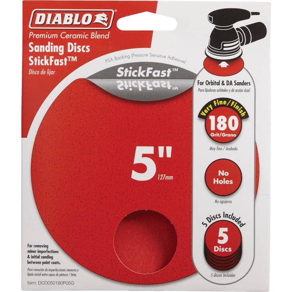 Diablo DCD050180P05G 5 in. 180-Grit Random Orbital Sanding Disc (5-Pack)