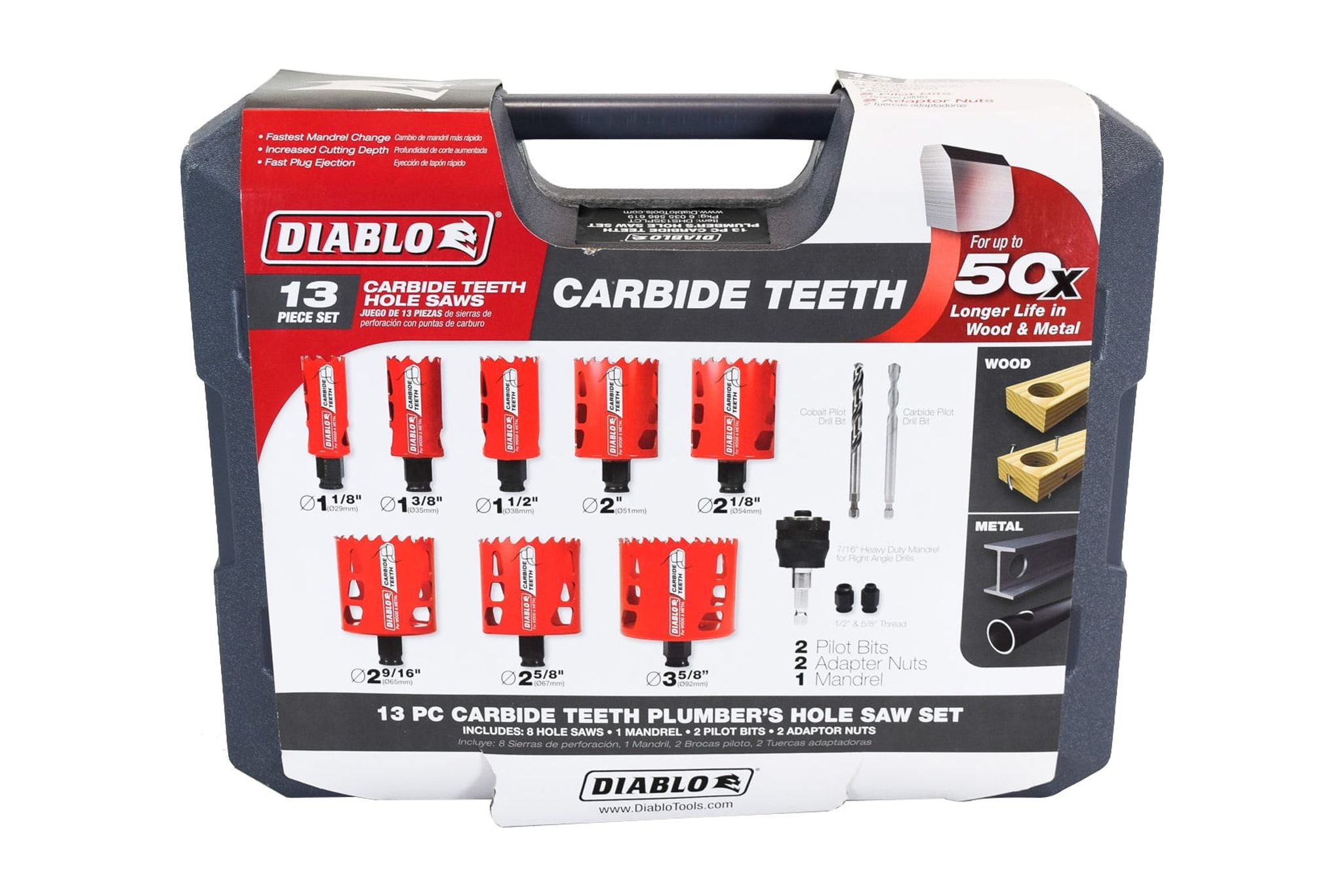 Diablo DHS13SPLCT 13 pc. Carbide Plumbers Hole Saw Set