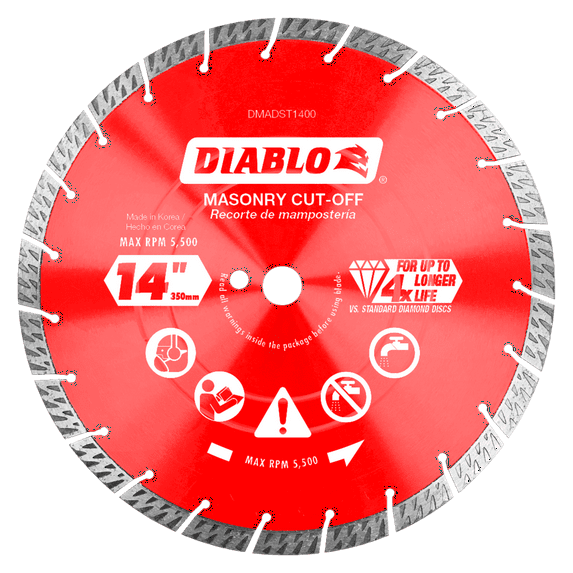 Diablo-DMADST1400 14in. Diamond Segmented Turbo Cut-Off Discs for Masonry
