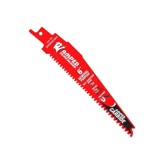 Freud DS0609CGPA Reciprocating Saw Blade Demo Demon Amped 6" Carbide Tipped General Purpose 6/9 TPI Red