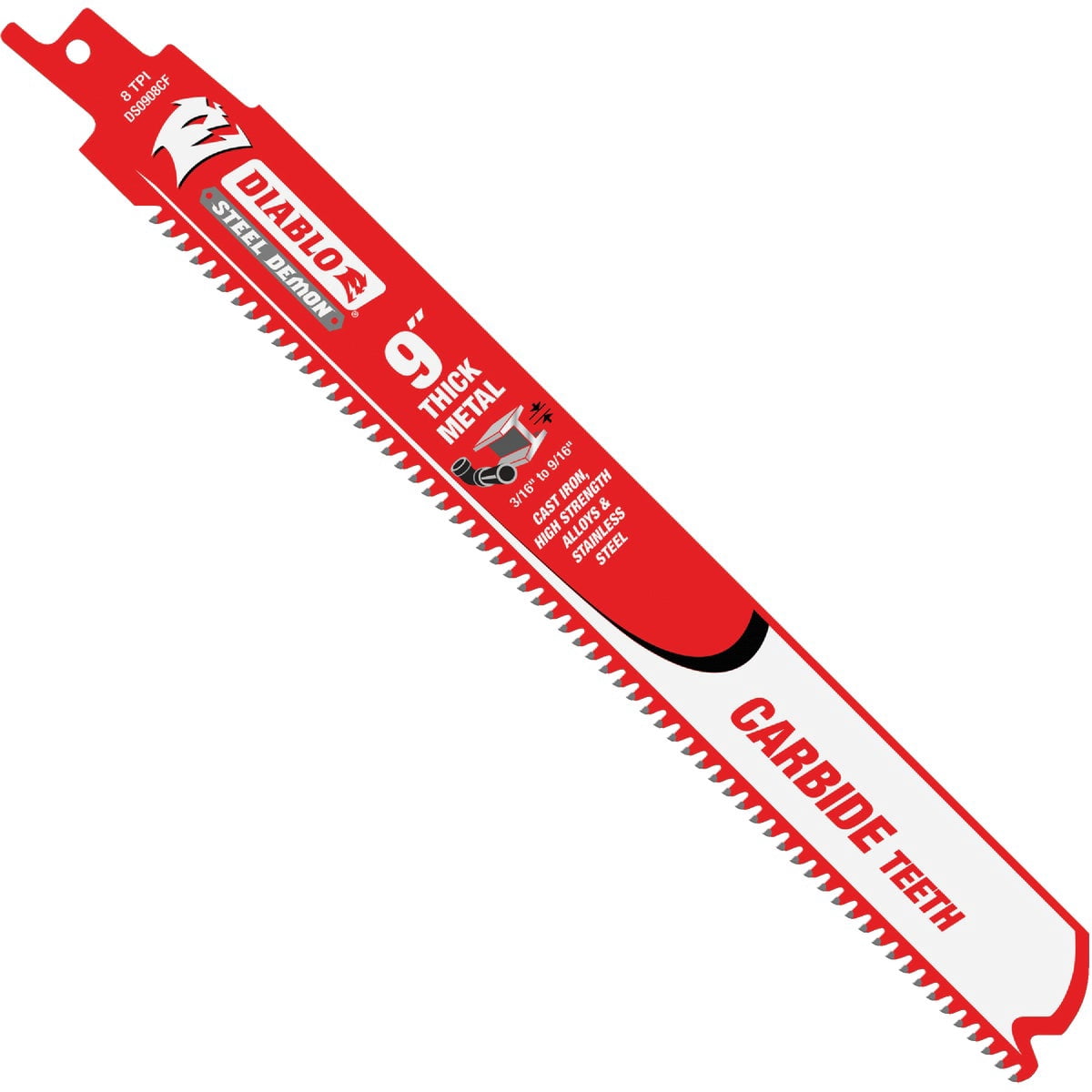 Diablo DS0908CF3 9" 8TPI Steel Demon™ Carbide Teeth Reciprocating Saw Blades for Thick Metal (3-Pack)
