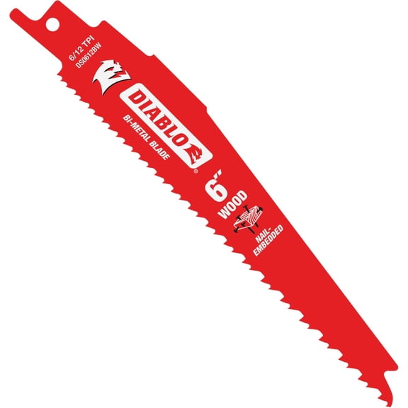 Diablo Demo Demon 6 in. 6/12 TPI Bi-Metal Nail-Embedded Wood Reciprocating Saw Blade (2-Pack) - 1 Each