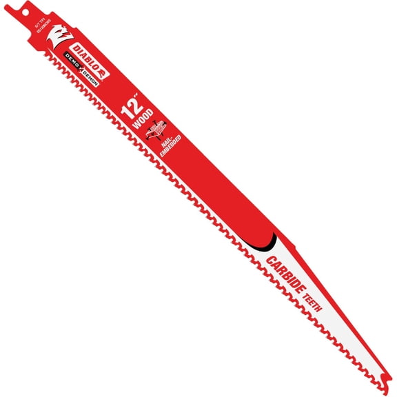 Diablo Demo Demon Carbide Teeth Reciprocating Saw Blades for Nail-Embedded Wood - 12" Length, 5/7 TPI, 3-Pack - DS1206CWS3