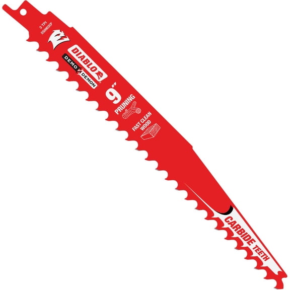 Diablo Demo Demon Carbide Tipped Reciprocating Saw Blades for Pruning and Clean Wood - Carbide Tooth Design - 9" Length, 3 TPI, 3-Pack - DS0903CP3