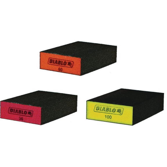 Diablo Flat Edge Sanding Sponge Block, Assorted Grit, 3-Pk.
