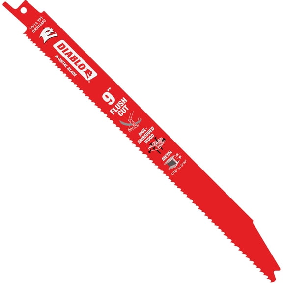 Diablo Flush Cut Reciprocating Saw Blades - 5-Pk. 9in.L, 10/14 TPI, Model Number DS0914AFC5