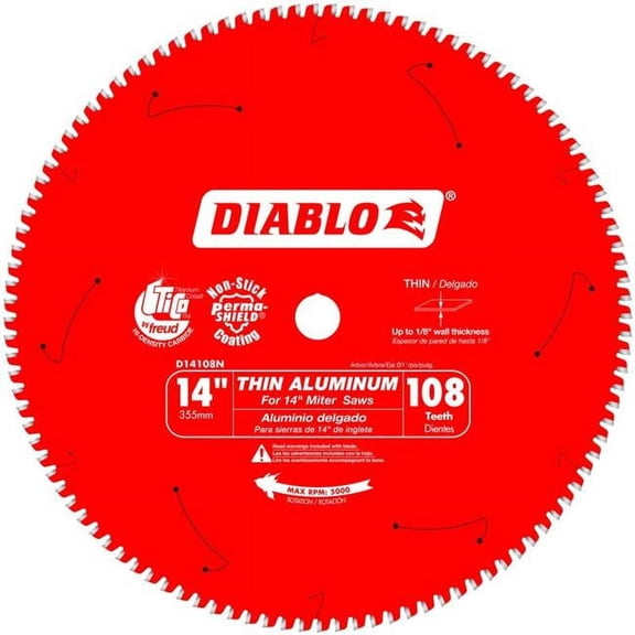 Diablo D14108N 14" 108 Tooth Thin Aluminum Cutting Saw Blade