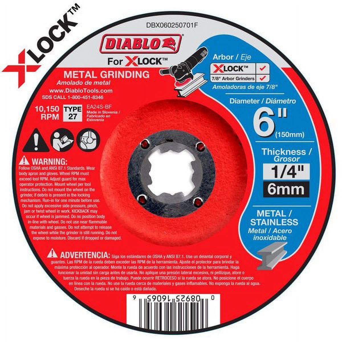 Diablo Genuine 6 in. Type 27 Metal Grinding Disc For XLock And All