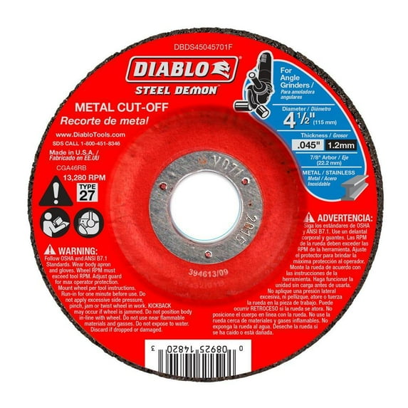 Diablo Genuine Steel Demon 4-1/2 in. Type 27 Metal Cut-Off Disc DBDS45045701F
