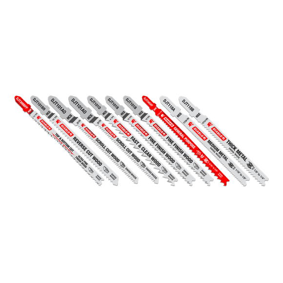 Diablo Jig Saw Blade Set - 10-Pc T-Shank, Wood and Metal, Model# DJT10S