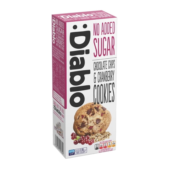 Diablo No Sugar Added Chocolate Chip Cranberry Cookies with Oats & Fruit, Breakfast Snack, Kosher Dairy, 4.8 oz