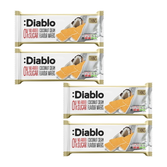 Diablo No Added Sugar Coconut Cream Wafers, Crispy Wafer Thins, 5.29 oz (Pack of 4)