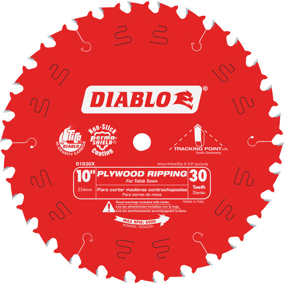 Diablo Plywood Ripping Circular Saw Blade - Single Pack Heavy-Duty Construction, Professional Use