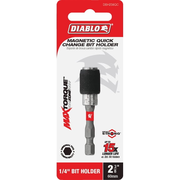 Diablo Quick Change Magnetic Bit Holder - Single Pack  Standard Mounting Hardware, Drop-In Replacement
