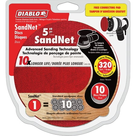 Diablo SandNet 5 in. Aluminum Oxide Hook and Lock Sanding Disc 320 Grit Super Fine 10 pk