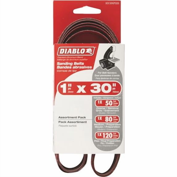 Diablo Sanding Belt Assorted Grits 3PK 1X30 AST SAND, Each