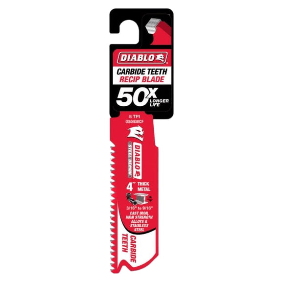 Diablo Steel Demon 4 in. Bi-Metal Reciprocating Saw Blade 8 TPI 1 pc.