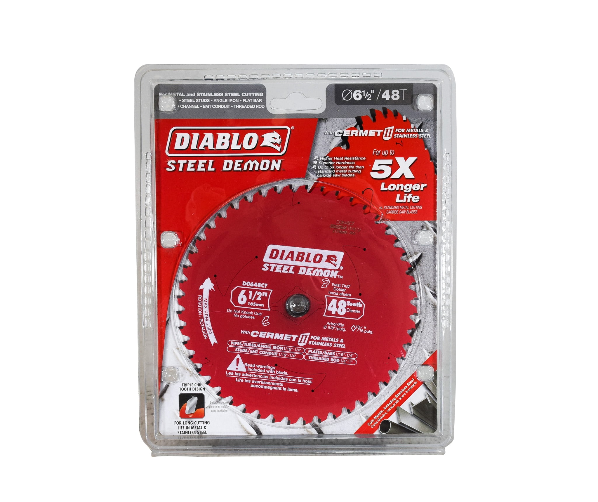 Diablo Saw Blade, 6-1/2 in Diameter, 48 Teeth Cermet Cutting Edge ...