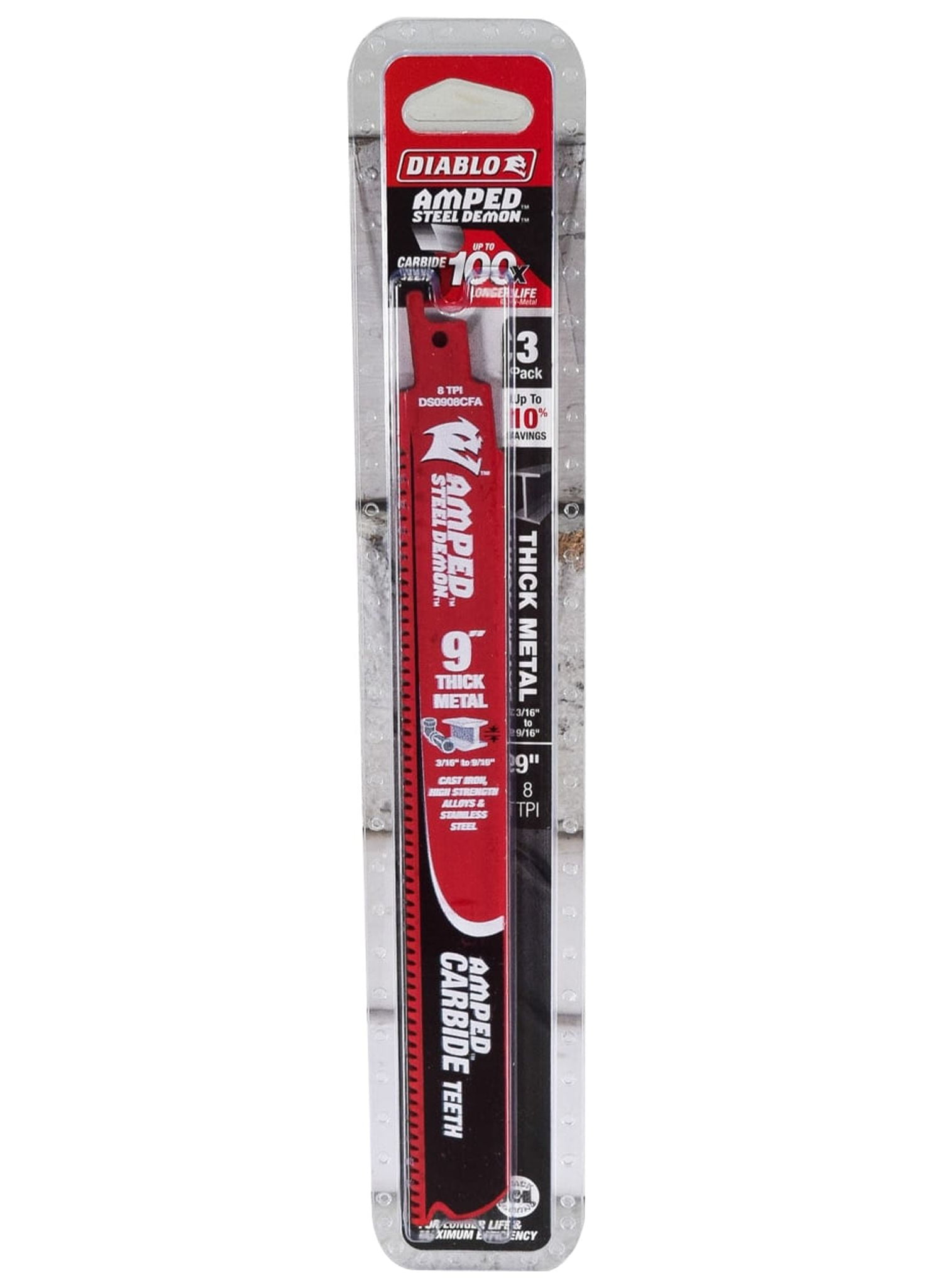 Diablo Steel Demon AMPED Reciprocating Saw Blade Set- 3-Pc 9in 8 TPI
